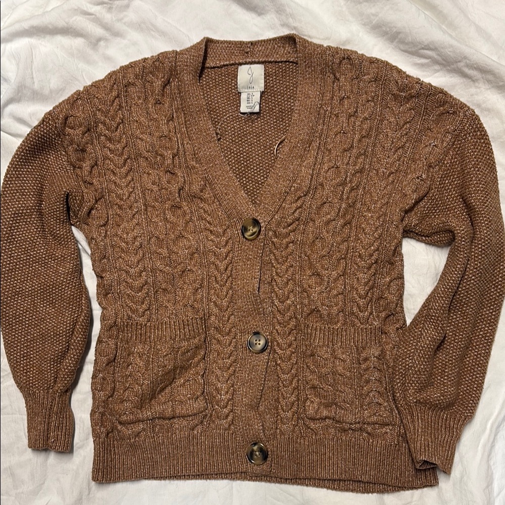 Brown Cable Knit Cardigan
